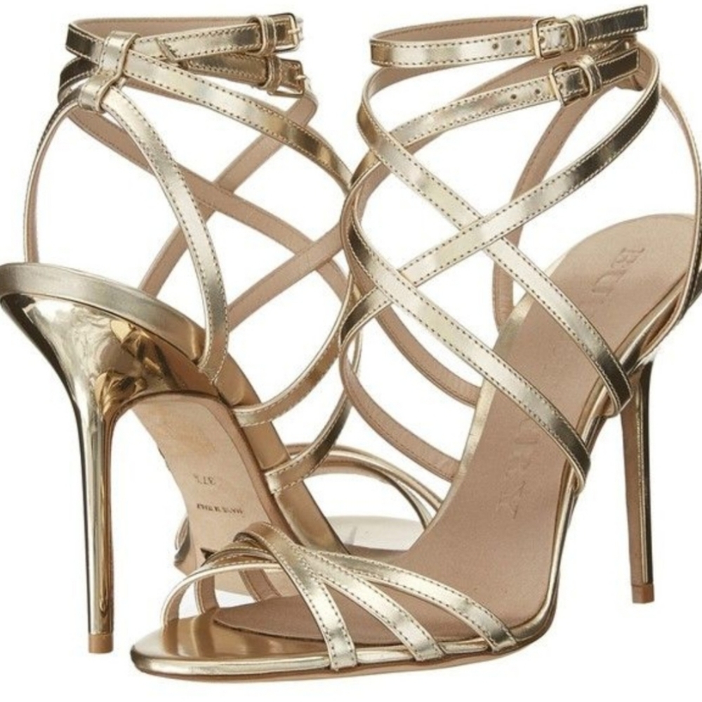 Burberry Gold Alysa High Heel Strappy Sandals (7.5)